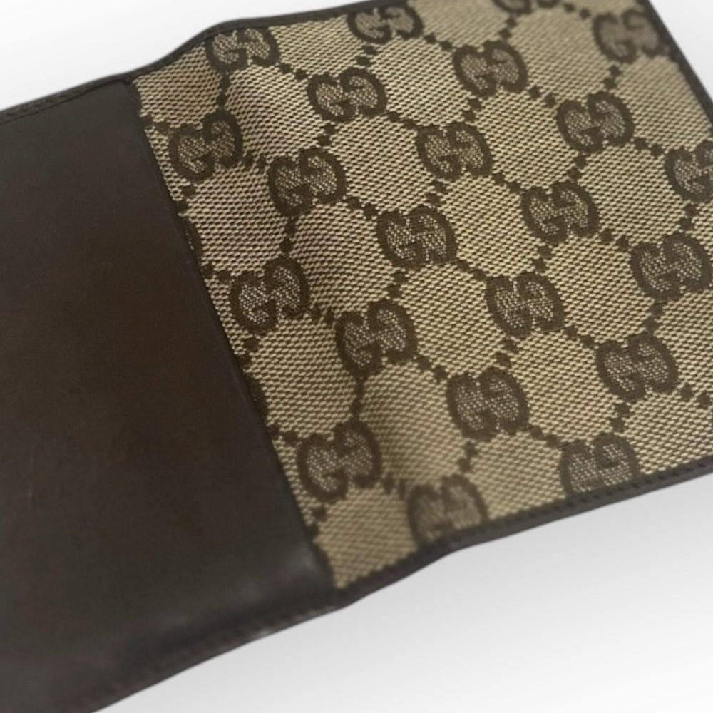 Gucci GG Monogram Wallet Brown Canvas Leather Vintage Authentic - Picture 8 of 11